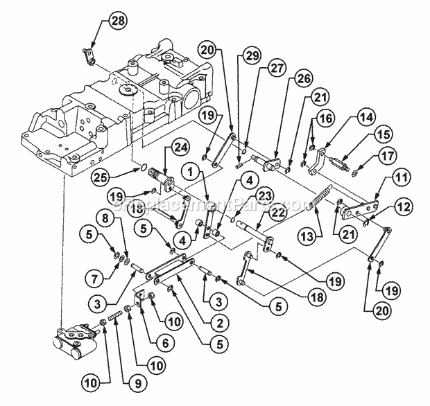 Hydraulic Lift Linkage Diagram and Parts List for 54A-458D100, 590-603-100 Cub Cadet Lawn Tractor